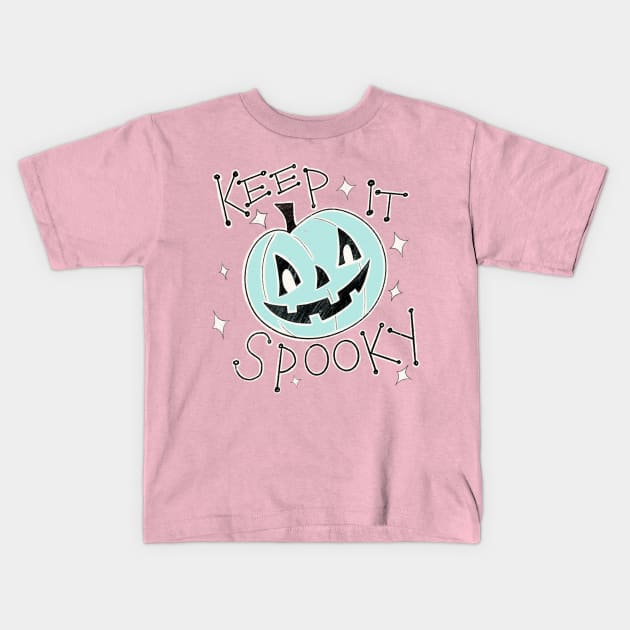 Keep It Spooky! Mint Kids T-Shirt by LeMae Macabre